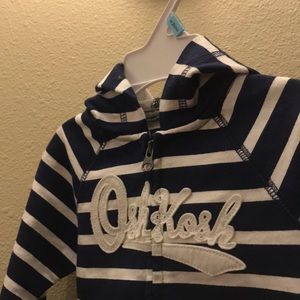 Osh Kosh Striped Full Zip Navy White Sweatshirt